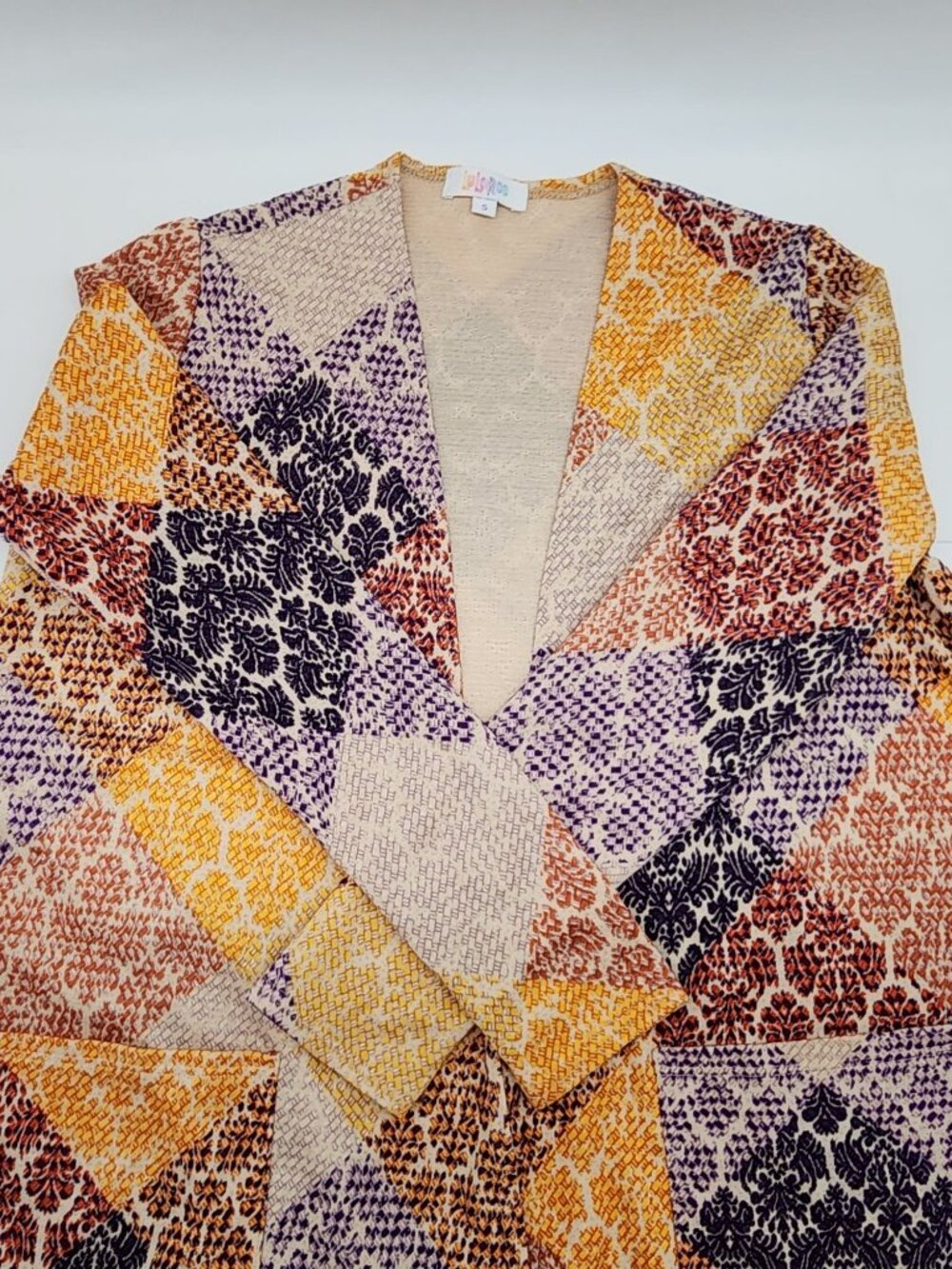 LuLaRoe Houndstooth Cardigan Multicolor Sarah Small NWT Rust Yellow Small - Picture 2 of 8